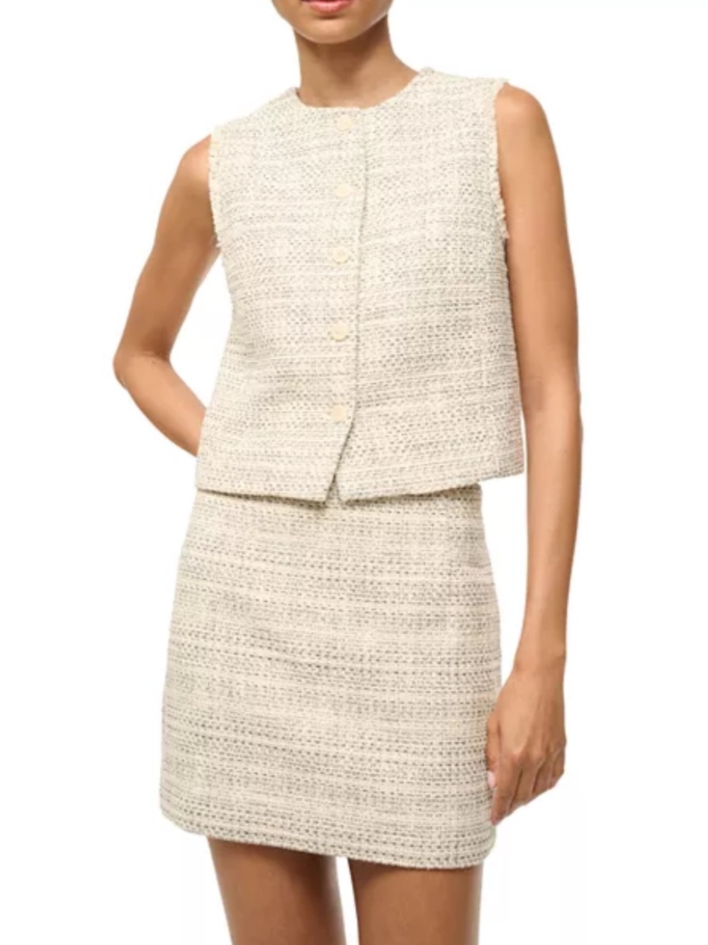 STAUD Cream Tweed Set